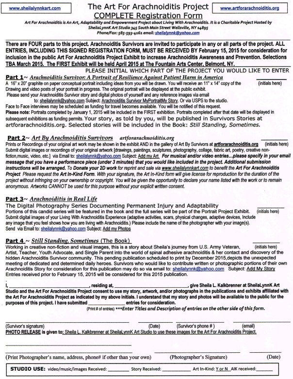 Art For Arachnoiditis Project Complete Registration Form