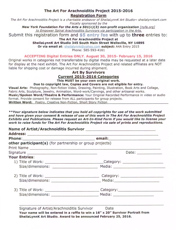 The Art For Arachnoiditis Project 2015-2016 Registration Form 