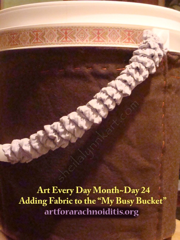 fabric art on white kitchen bucket